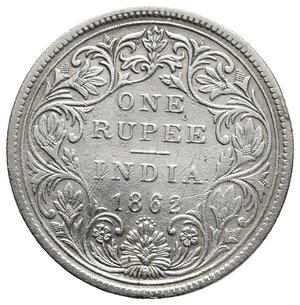 obverse: INDIA Victoria queen Rupee argento 1862 
