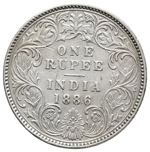 obverse: INDIA Victoria queen Rupee argento 1886