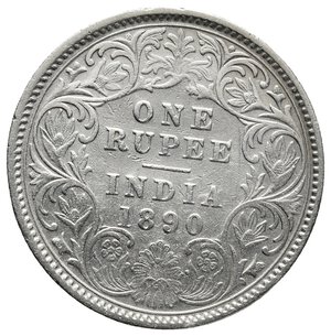obverse: INDIA Victoria queen Rupee argento 1890