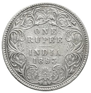 obverse: INDIA Victoria queen Rupee argento 1893