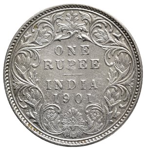 obverse: INDIA Victoria queen Rupee argento 1901