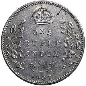 obverse: INDIA - Edward VII -Rupia argento 1907 