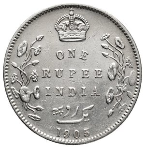 obverse: INDIA - Edward VII -Rupia argento 1905