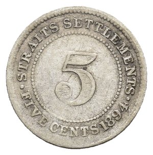 obverse: STRAITS SETTLEMENTS Victoria queen 5 Cents argento 1894 