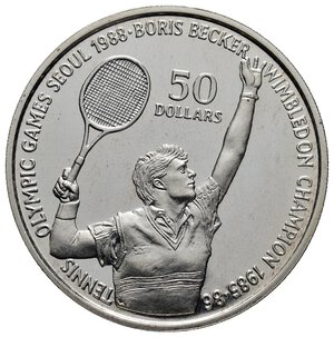 obverse: NIUE - 50 Dollars argento Boris Becker 1987   