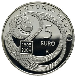 reverse: ITALIA 5 Euro argento 2009 Antonio Meucci  