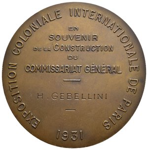 reverse: FRANCIA - Medaglia Esposizione Coloniale internazionale 1931, AE, Diam.68 mm  