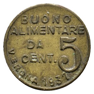 reverse: Gettone Buono alimentare 5 Centesimi 1937 Verona 