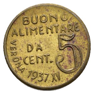 reverse: Gettone Buono alimentare 5 Centesimi 1937 Verona 