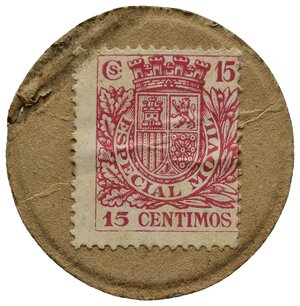 obverse: GETTONE Con Francobollo Spagna 15 centimos 