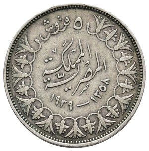 reverse: EGITTO  Farouk 5 piastre argento 1939 