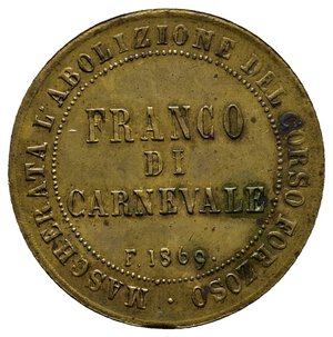 obverse: GETTONE Umberto I   1 Franco di Carnevale  1869 A