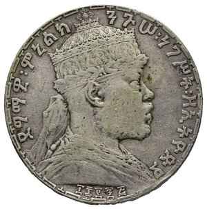 reverse: ETIOPIA - Menelik II (1889-1931) 1 Birr argento 1903 RARA 