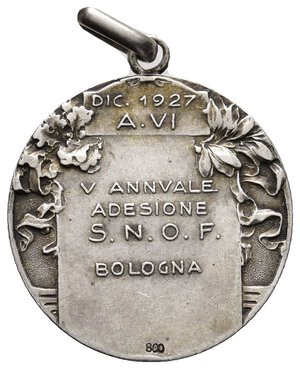 obverse: Medaglia Adesione S.N.O.F. Bologna 1927 Diam.25 mm