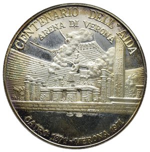 reverse: Medaglia argento 1971, Centenario dell  Aida diam.43 mm  
