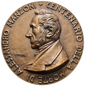 obverse: Medaglia Centenario Morte di Manzoni  1973, AE, Diam.94,5 mm 