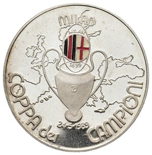 reverse: Medaglia Milan Calcio 1989 COPPA CAMPIONI argento 