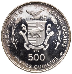 reverse: GUINEA 500 Francs argento 1968 Chephren Proof 