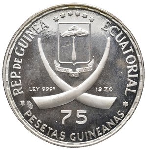 reverse: GUINEA EQUATORIALE   75 Pesetas argento 1970 GIOVANNI XXIII Proof 
