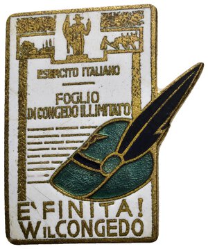 obverse: SPILLA Esercito italiano, Alpini W IL CONGEDO , Smaltata