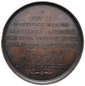 reverse: STATO PONTIFICIO - Pio IX , Medaglia anniversario Martirio S.Pietro e Paolo, 1867 , bronzo diam.48,6 mm 