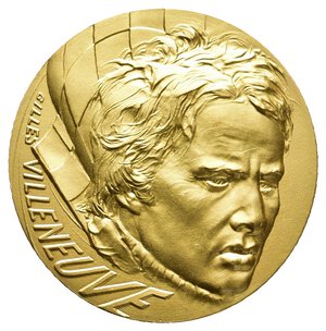 reverse: Trittico Medaglie ORO-ARGENTO-BRONZO decennale della morte di Gilles Villeneuve  tiratura 200 pezzi , medaglia in oro pesa 21 grammi A