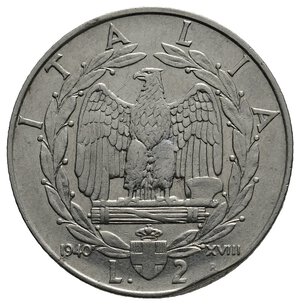 obverse: Vittorio Emanuele III- 2 lire impero 1940 Tondello Tranciato  