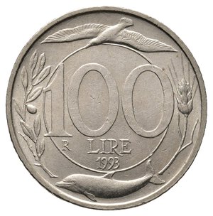 reverse: VARIANTE  100 Lire Italia Turrita 1993 TESTA PICCOLA (1 Conio) 