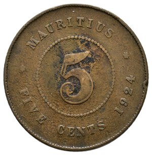 obverse: MAURITIUS  George V  - 5 Cents 1924 