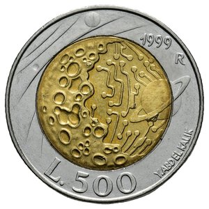 obverse: San Marino 500 Lire 1999 ERRORE  Esubero di metallo sul globo 