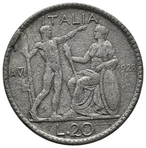 obverse: FALSO D EPOCA  Vittorio Emanuele III 20 Lire Littore 1928 