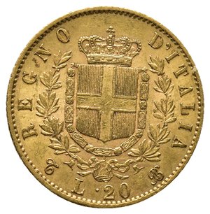 reverse: Vittorio Emanuele II 20 Lire Oro 1863 FRATTURA DI CONIO VICINO AL 3