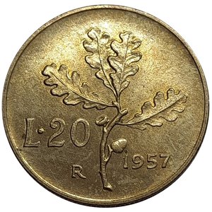 reverse: 20 Lire 1957 qFDC   