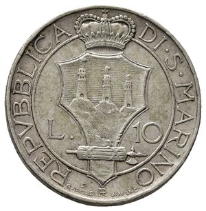 reverse: SAN MARINO 10 Lire argento 1932