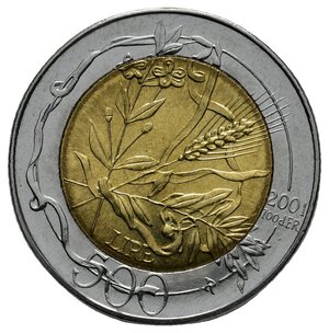 obverse: SAN MARINO 500 Lire bimetallico 2001 
