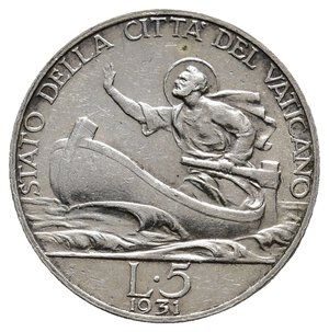 obverse: VATICANO - Pio XI - 5 Lire argento 1931