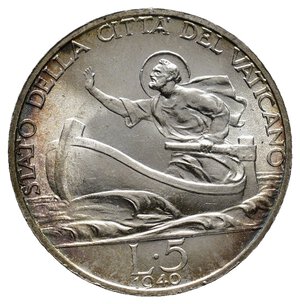obverse: VATICANO Pio XII 5 Lire argento 1940 FDC