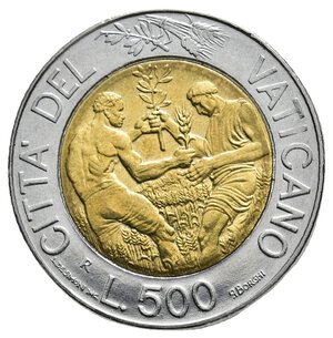 obverse: VATICANO Giovanni Paolo II 500 Lire bimetallico 1998 RARA