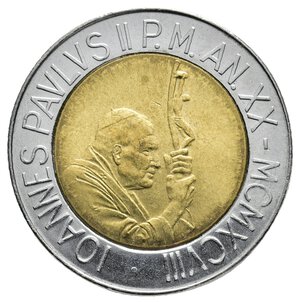 reverse: VATICANO Giovanni Paolo II 500 Lire bimetallico 1998 RARA