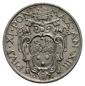 reverse: VATICANO Pio XI 20 centesimi 1934