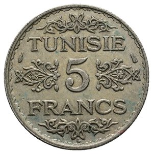 obverse: TUNISIA  - 5 Francs argento 1934