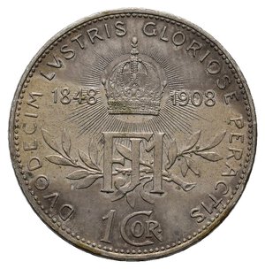 obverse: AUSTRIA -  Francesco Giuseppe 1 Corona argento1908 Anniversario