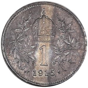 obverse: AUSTRIA -  Francesco Giuseppe 1 Corona argento 1915