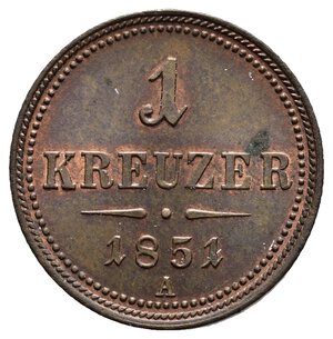 obverse: AUSTRIA 1 Kreuzer 1851 zecca A  FDC Rosso 