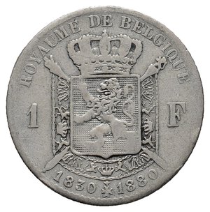 obverse: BELGIO 1 Franc argento 1880 