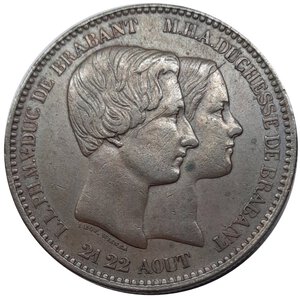 obverse: Belgio Moneta medaglia 10 cent 1853 matrimonio duca e duchessa 