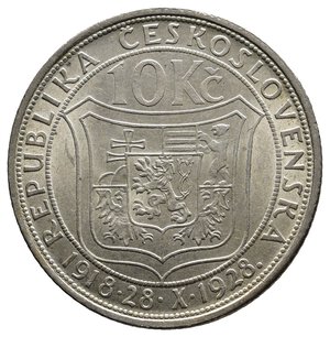 obverse: CECOSLOVACCHIA  10 Korun argento 1928 