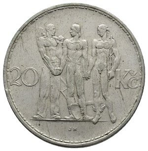 obverse: CECOSLOVACCHIA - 20 Korun argento 1933 