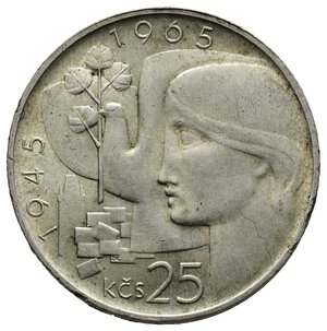 obverse: CECOSLOVACCHIA - 25 Korun argento 1965 