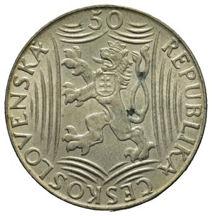 reverse: CECOSLOVACCHIA - 50 Korun argento Stalin 1949  